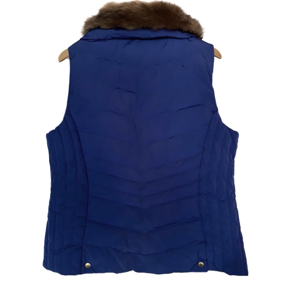 Talbots Blue Vest with Detachable Brown Faux Fur Collar - Picture 4 of 5